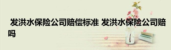 发洪水保险公司赔偿标准 发洪水保险公司赔吗