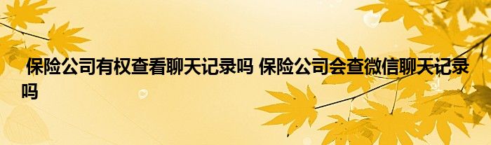保险公司有权查看聊天记录吗 保险公司会查微信聊天记录吗
