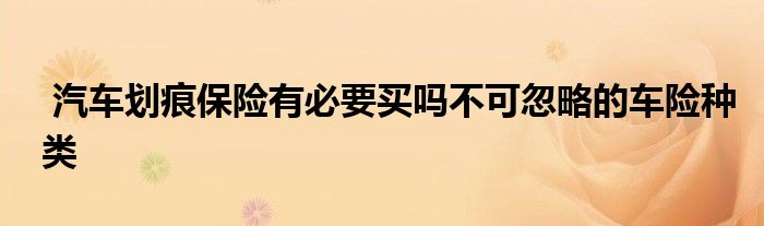 汽车划痕保险有必要买吗不可忽略的车险种类