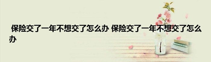 保险交了一年不想交了怎么办 保险交了一年不想交了怎么办