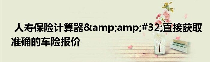 人寿保险计算器 直接获取准确的车险报价