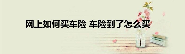 网上如何买车险 车险到了怎么买