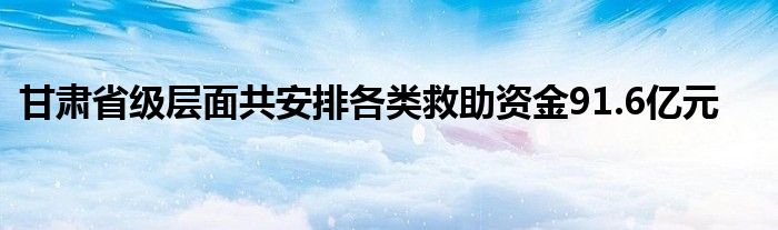 甘肃省级层面共安排各类救助资金91.6亿元