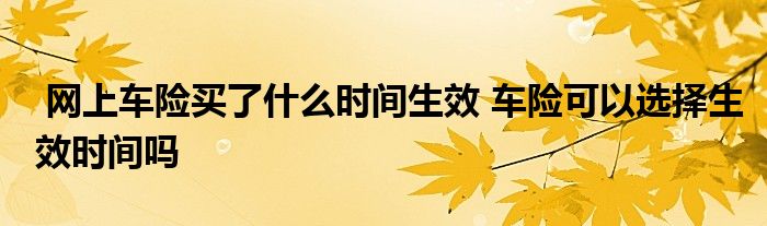 网上车险买了什么时间生效 车险可以选择生效时间吗