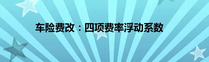 车险费改：四项费率浮动系数