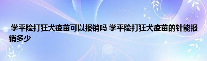 学平险打狂犬疫苗可以报销吗 学平险打狂犬疫苗的针能报销多少