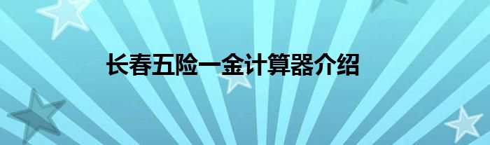 长春五险一金计算器介绍
