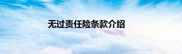 无过责任险条款介绍