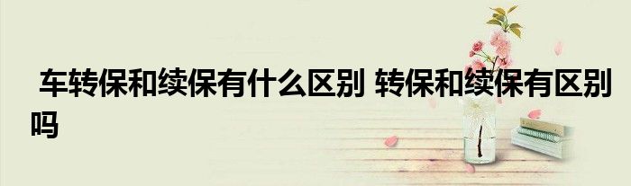 车转保和续保有什么区别 转保和续保有区别吗