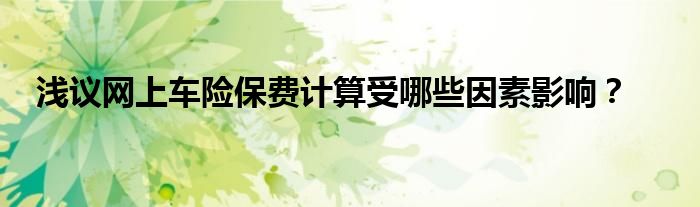 浅议网上车险保费计算受哪些因素影响？