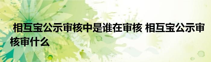 相互宝公示审核中是谁在审核 相互宝公示审核审什么