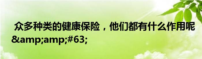 众多种类的健康保险,他们都有什么作用呢?