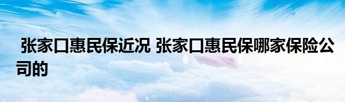 张家口惠民保近况 张家口惠民保哪家保险公司的