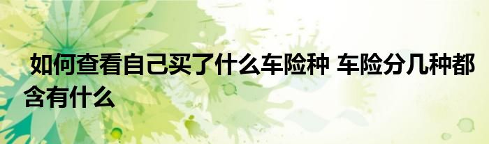 如何查看自己买了什么车险种 车险分几种都含有什么