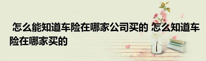 怎么能知道车险在哪家公司买的 怎么知道车险在哪家买的