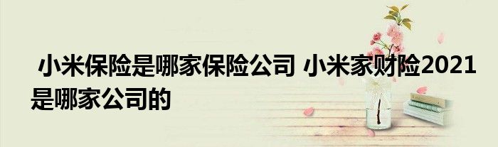 小米保险是哪家保险公司 小米家财险2021是哪家公司的