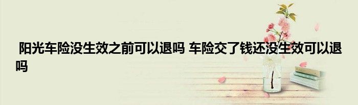 阳光车险没生效之前可以退吗 车险交了钱还没生效可以退吗