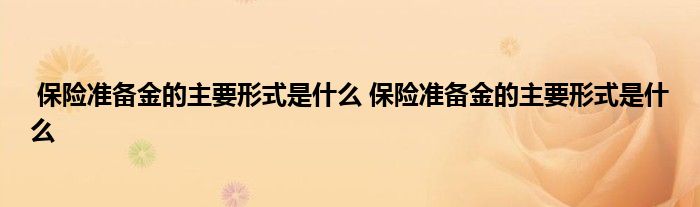 保险准备金的主要形式是什么 保险准备金的主要形式是什么