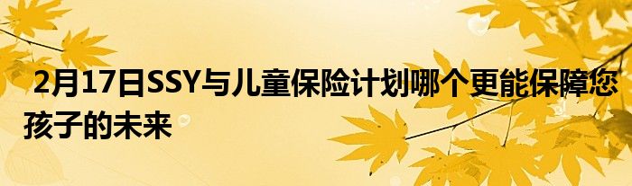 2月17日SSY与儿童保险计划哪个更能保障您孩子的未来