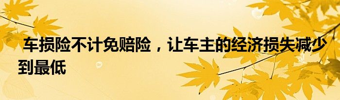 车损险不计免赔险,让车主的经济损失减少到最低