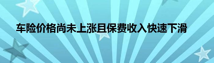 车险价格尚未上涨且保费收入快速下滑