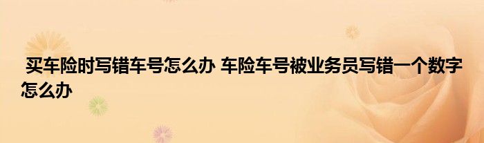 买车险时写错车号怎么办 车险车号被业务员写错一个数字怎么办