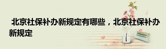 北京社保补办新规定有哪些,北京社保补办新规定