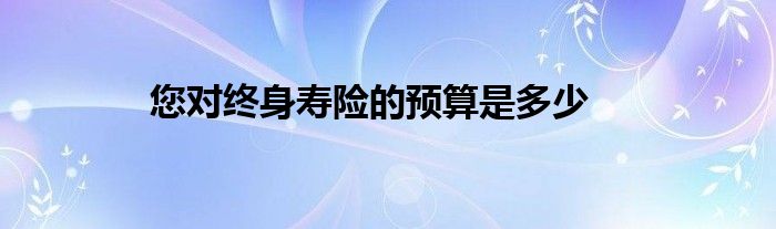 您对终身寿险的预算是多少