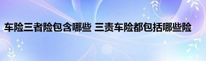 车险三者险包含哪些 三责车险都包括哪些险