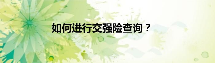 如何进行交强险查询?