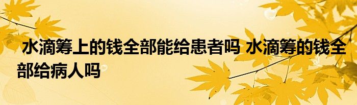 水滴筹上的钱全部能给患者吗 水滴筹的钱全部给病人吗