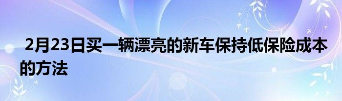 2月23日买一辆漂亮的新车保持低保险成本的方法