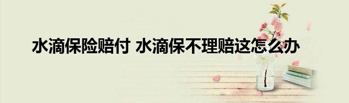 水滴保险赔付 水滴保不理赔这怎么办