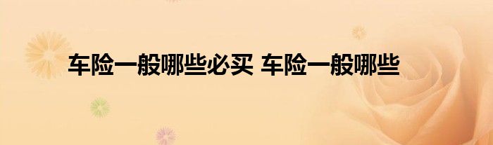 车险一般哪些必买 车险一般哪些