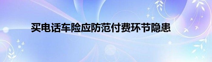 买电话车险应防范付费环节隐患