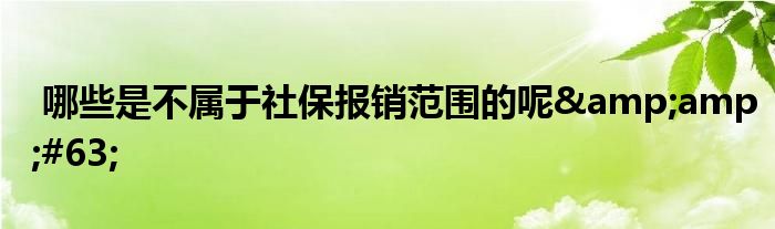 哪些是不属于社保报销范围的呢?