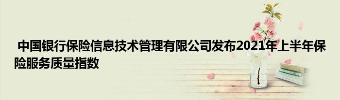 中国银行保险信息技术管理有限公司发布2021年上半年保险服务质量指数