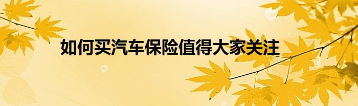 如何买汽车保险值得大家关注