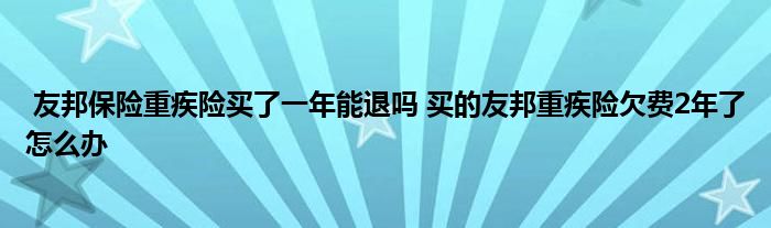 友邦保险重疾险买了一年能退吗 买的友邦重疾险欠费2年了怎么办