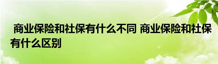 商业保险和社保有什么不同 商业保险和社保有什么区别