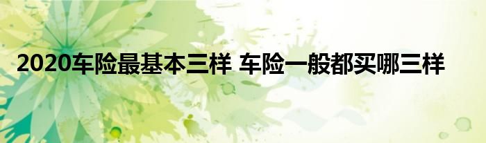 2020车险最基本三样 车险一般都买哪三样