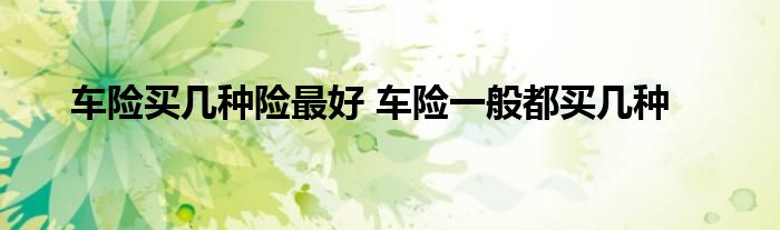 车险买几种险最好 车险一般都买几种