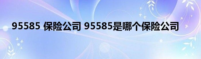 95585 保险公司 95585是哪个保险公司