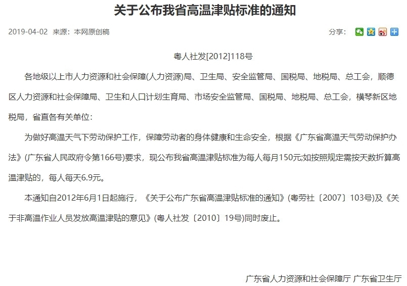 高温补贴发放标准2020 各省市高温补贴标准一览