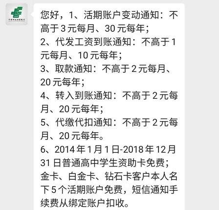 邮政银行怎么免短信费 收费标准是怎样的